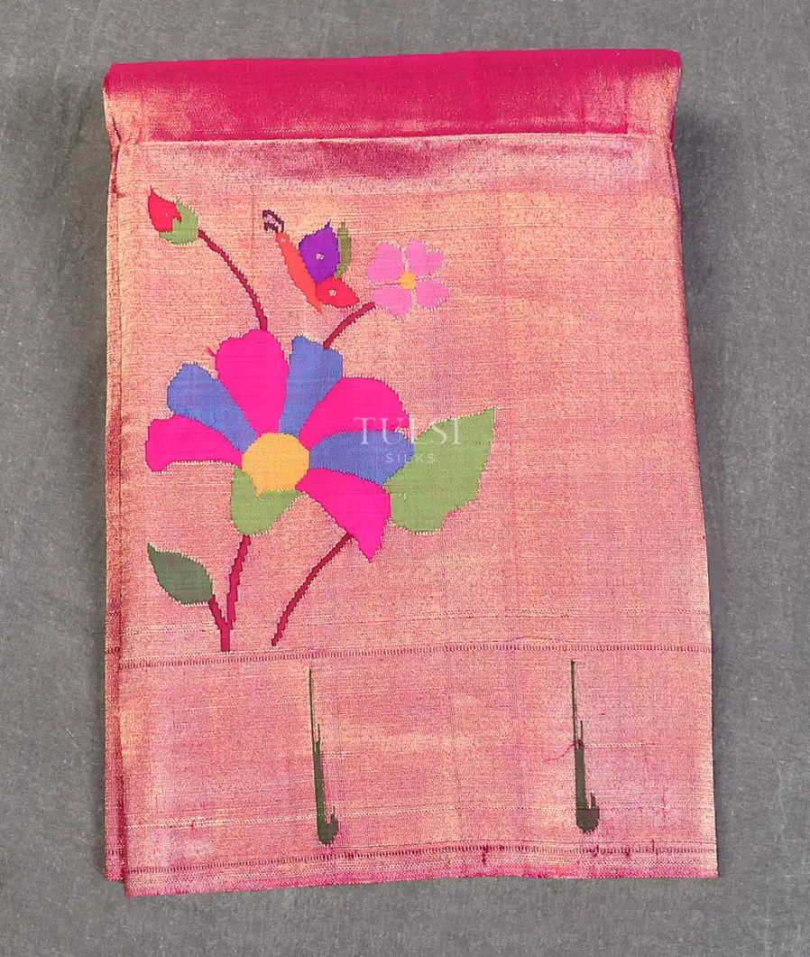 Gold and Pink Paithani Silk Blouse T606265-image