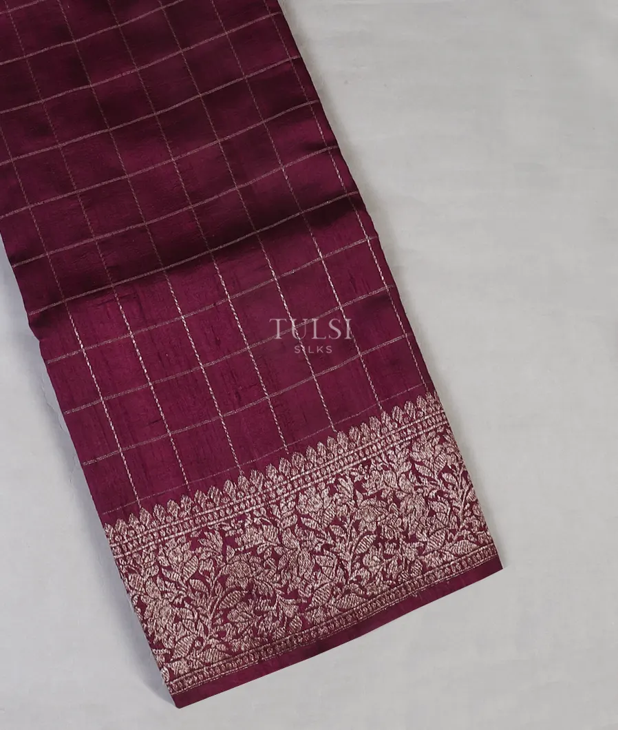 Burgundy Banaras Tussar Saree T600273-image