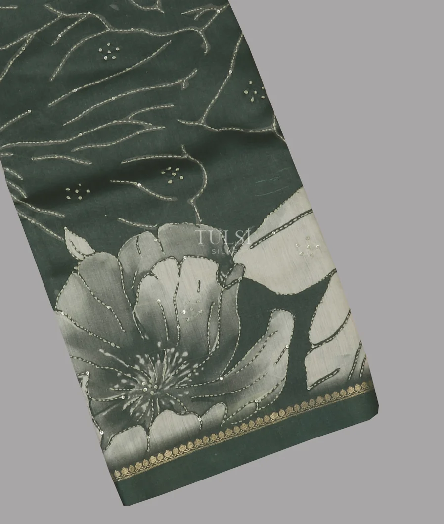 Greyish Green Soft Tussar Printed Saree T592289-image
