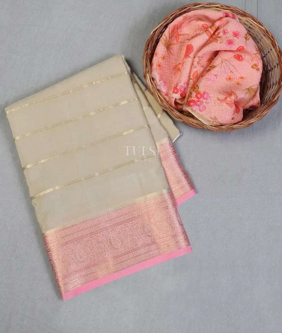 Grey Mysore Crepe Silk Saree T605259-image