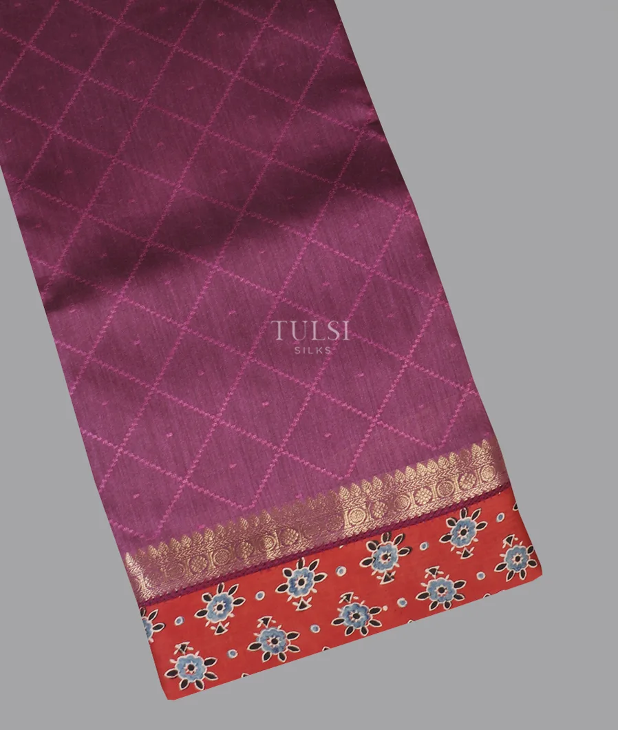 Purple Tussar Embroidery Saree T595894-image