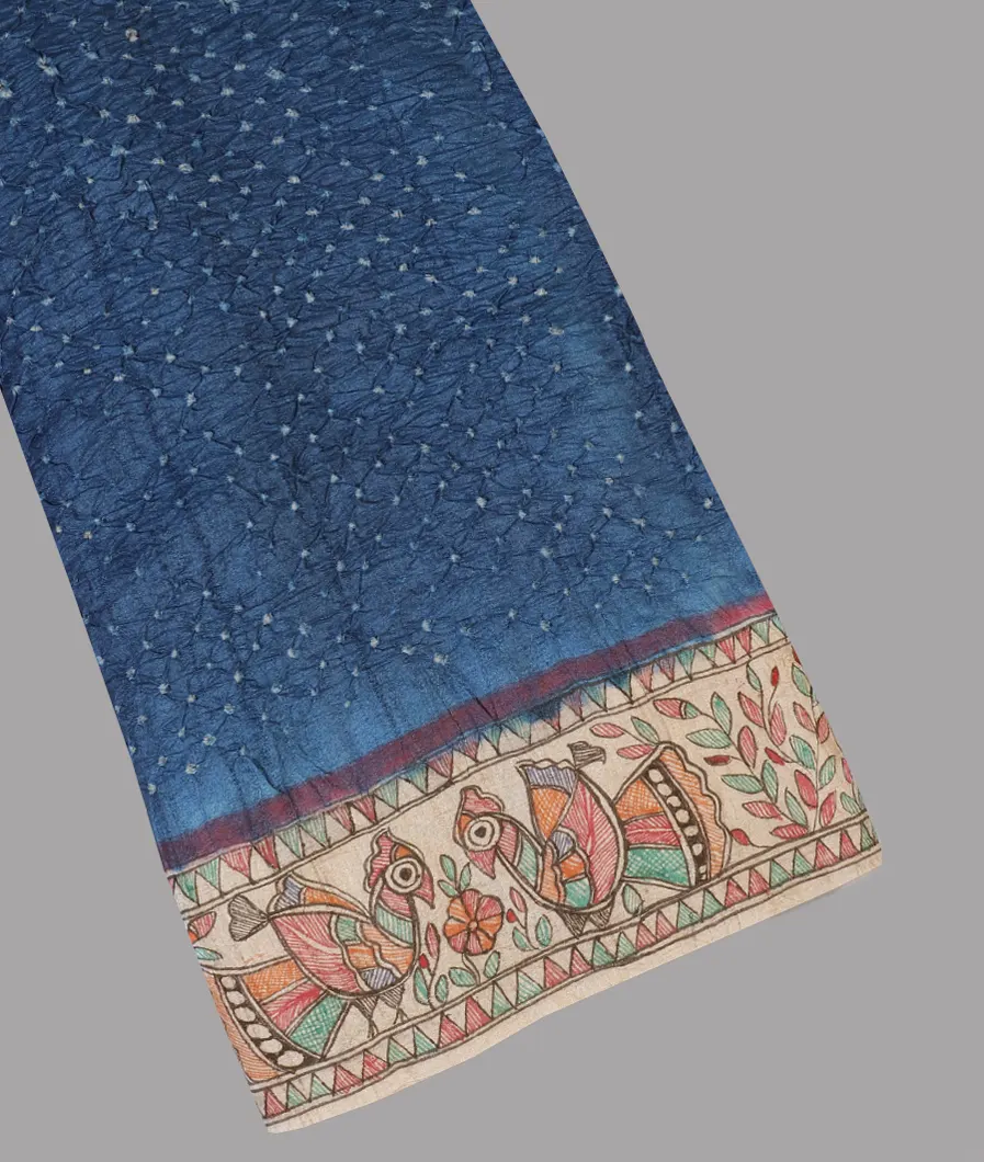 Blue Bandhani Tussar Saree T570092-image