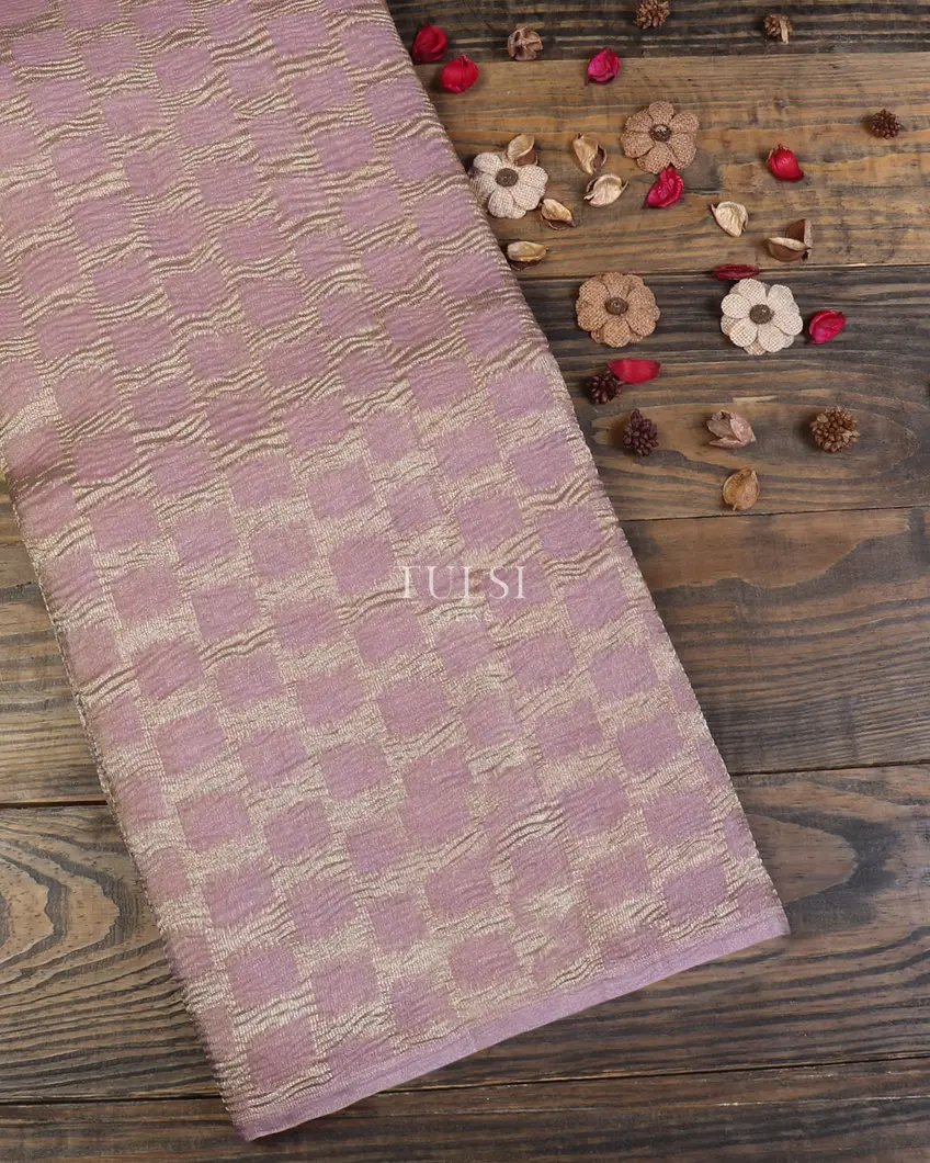 Lavender Banaras Tissue Crushed Organza Saree T599051-image