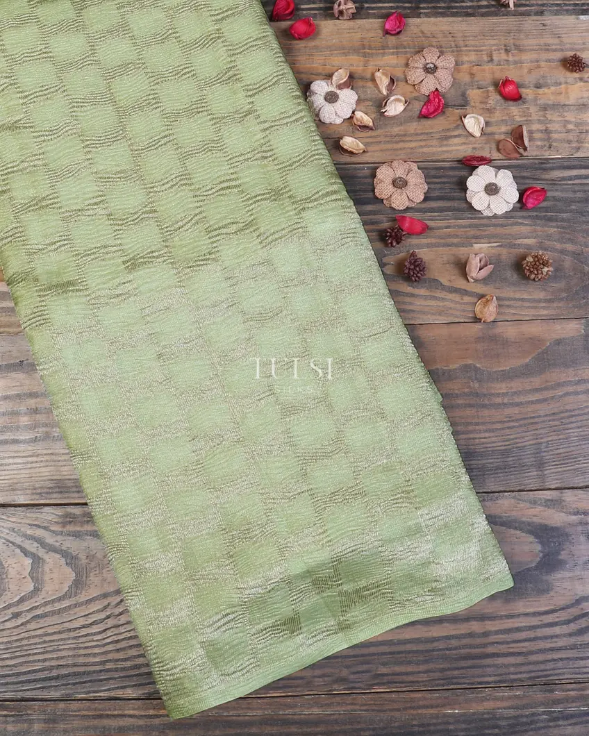 Green Banaras Tissue Crushed Organza Saree T601945-image