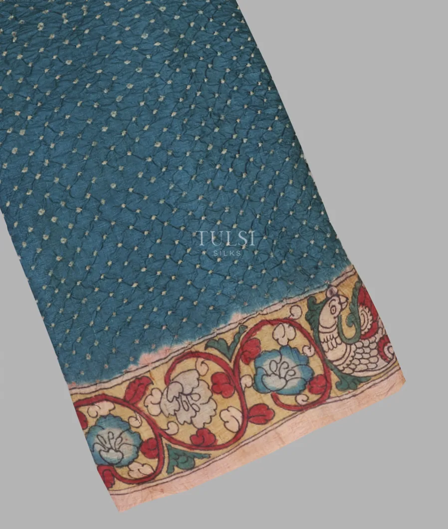 Blue Bandhani Tussar Saree T570080-image