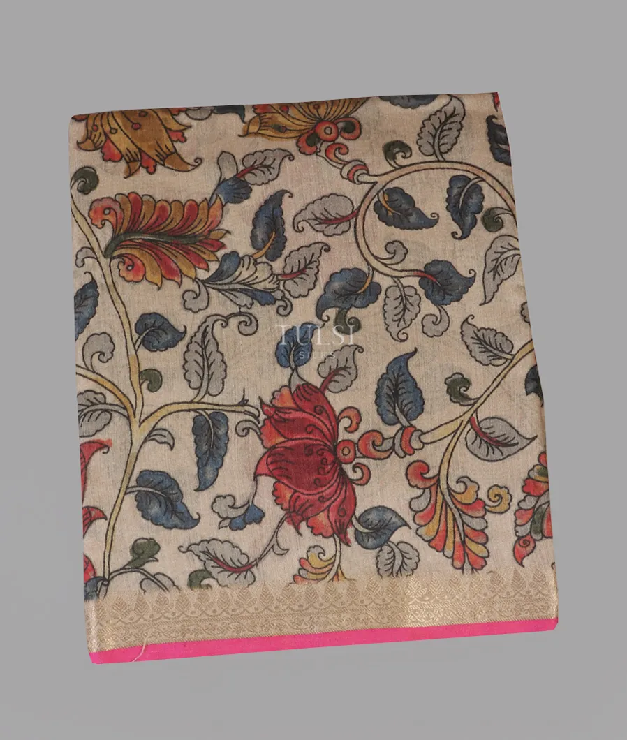 Light Beige Tussar Printed Saree T603392-image