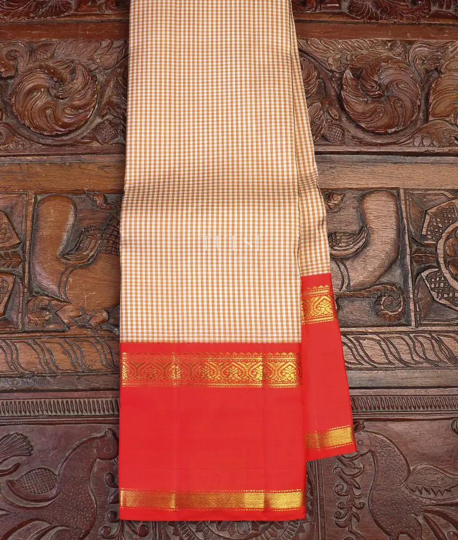 Brown and Beige Kanjivaram Silk Saree T601913-image