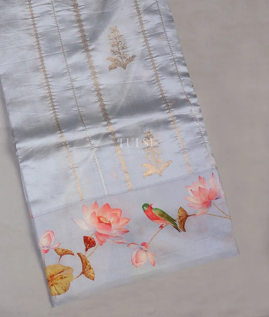 Bluish Grey Banaras Silk Saree T602626-image