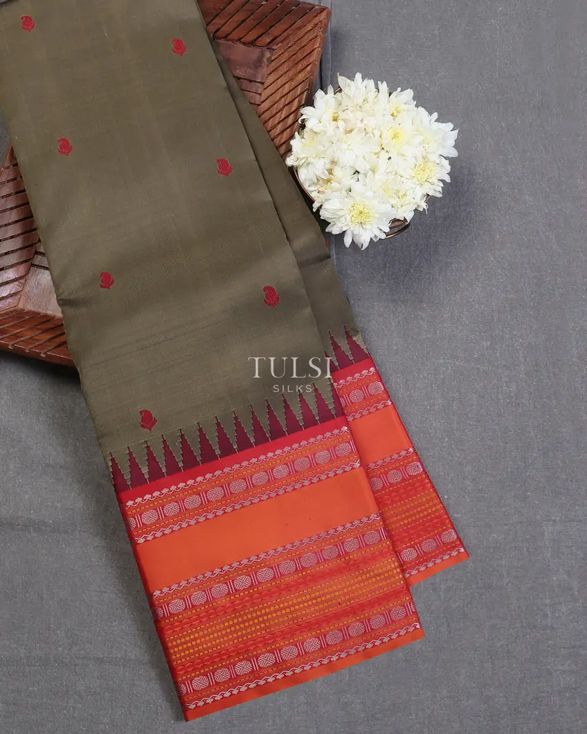 Light Khaki Grey Kanjivaram Silk Saree T599324-image