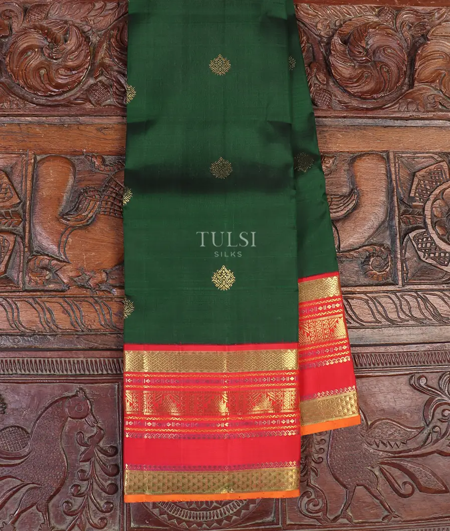 Bottle Green Kanjivaram Silk Saree T578855-image