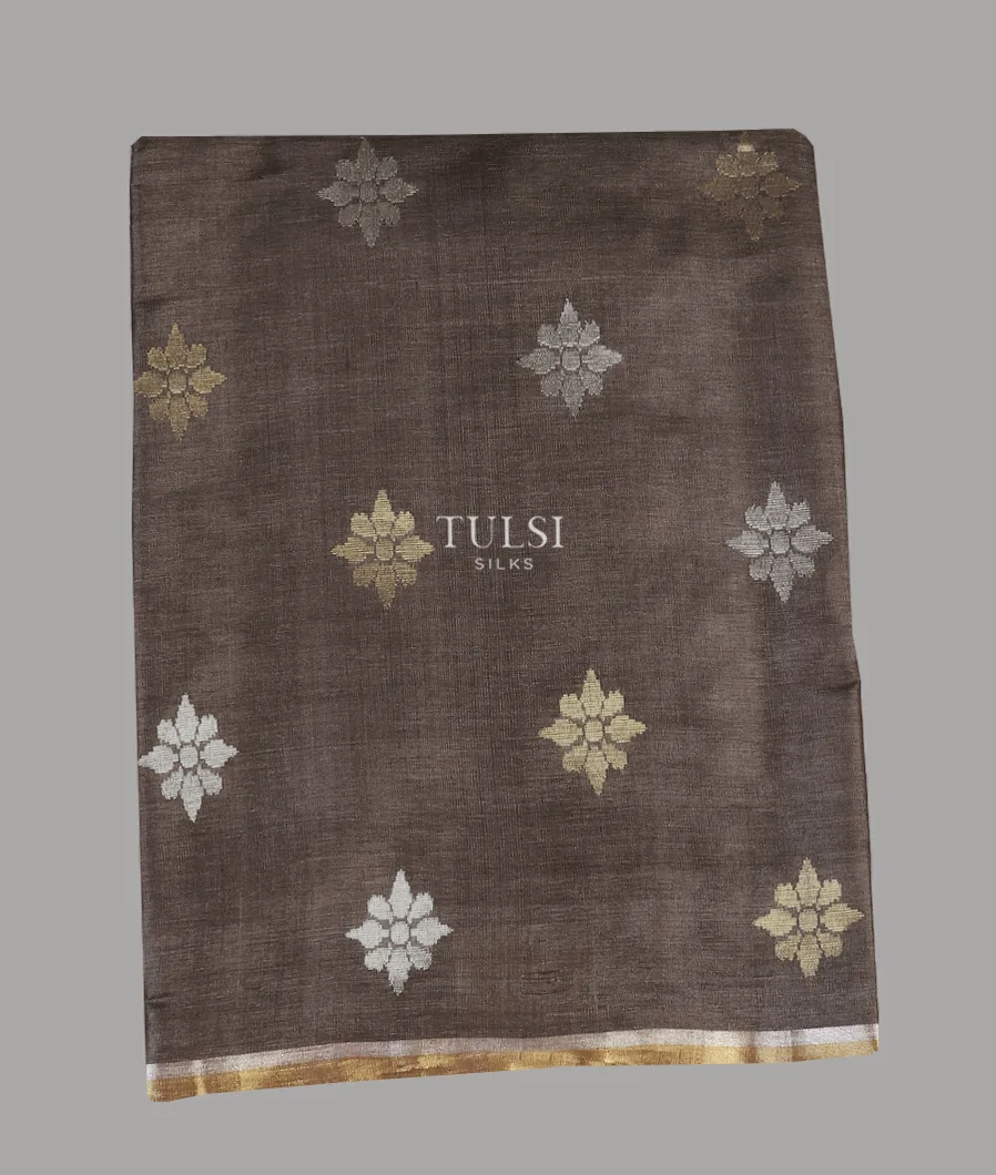 Brownish Grey Woven Tussar Saree T606638-image