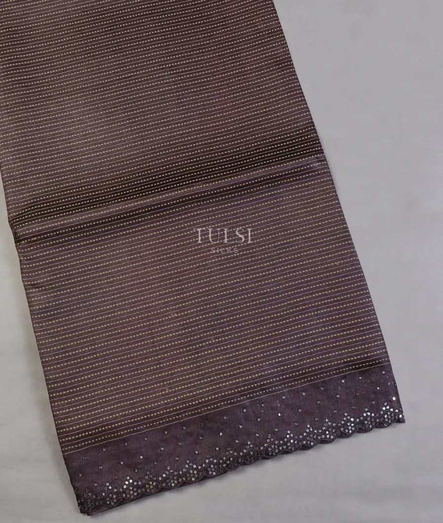 Greyish Purple Tussar Embroidery Saree T594084-image