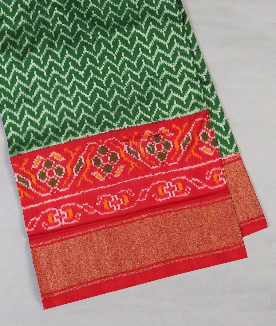 Green Ikat Silk Saree T357190-1-image