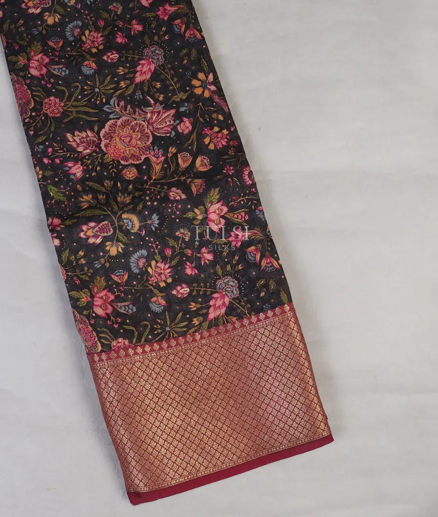 Black Chaniya Silk Saree T605870-image