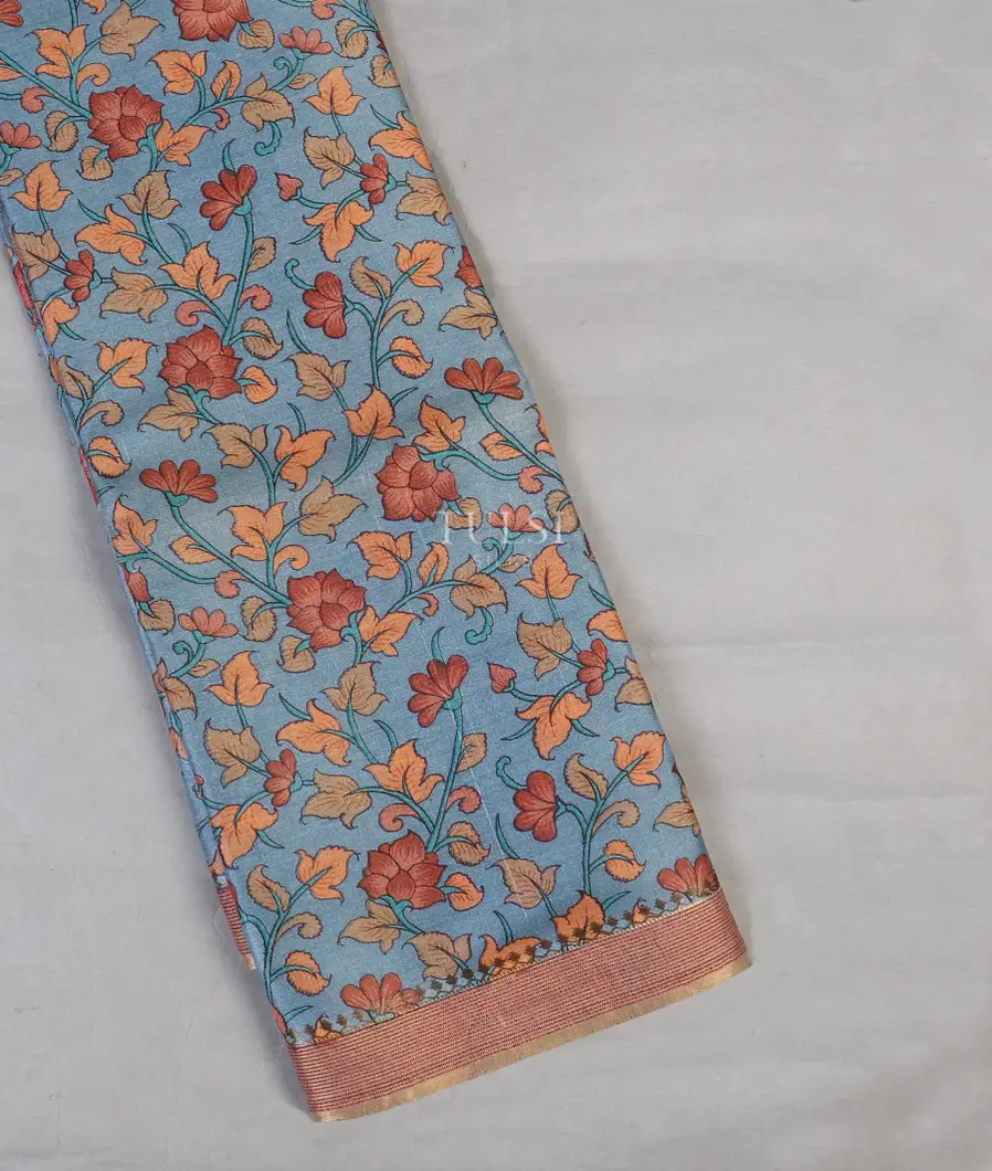 Blue Tussar Printed Saree T544273-image