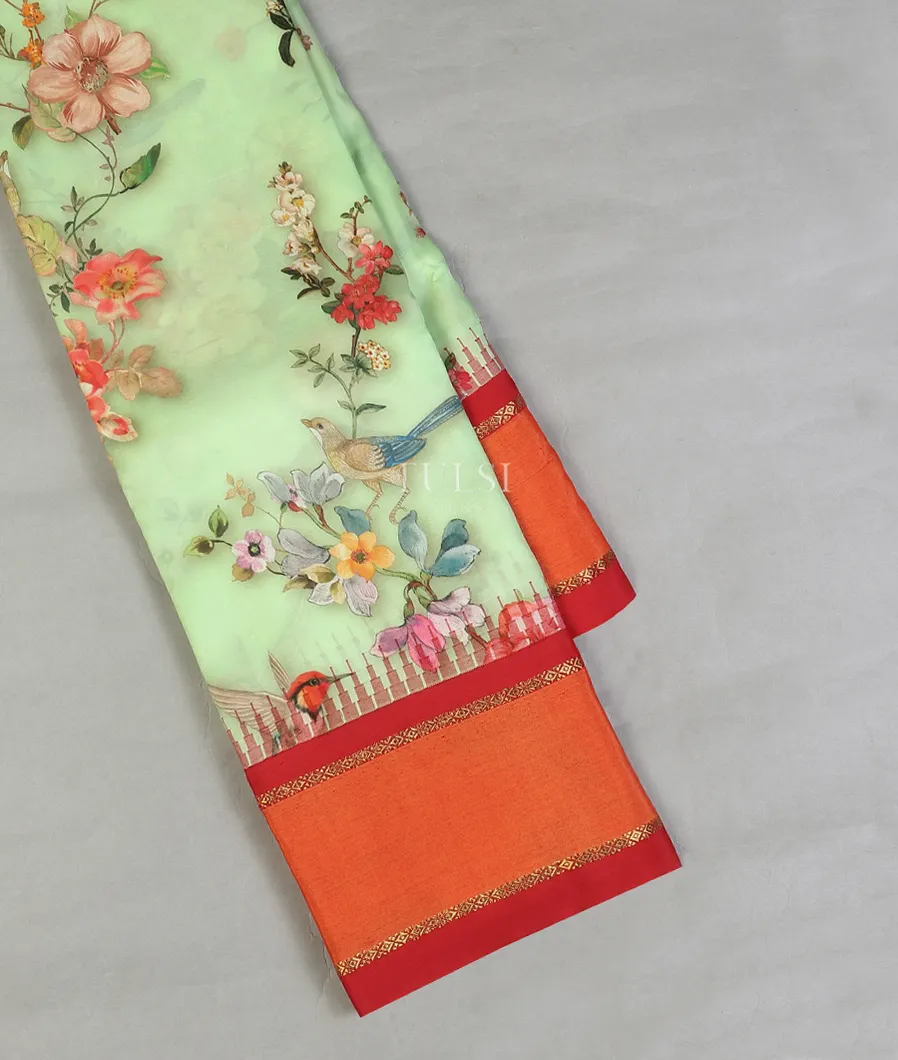 Green Printed Soft Silk Saree T600924-image
