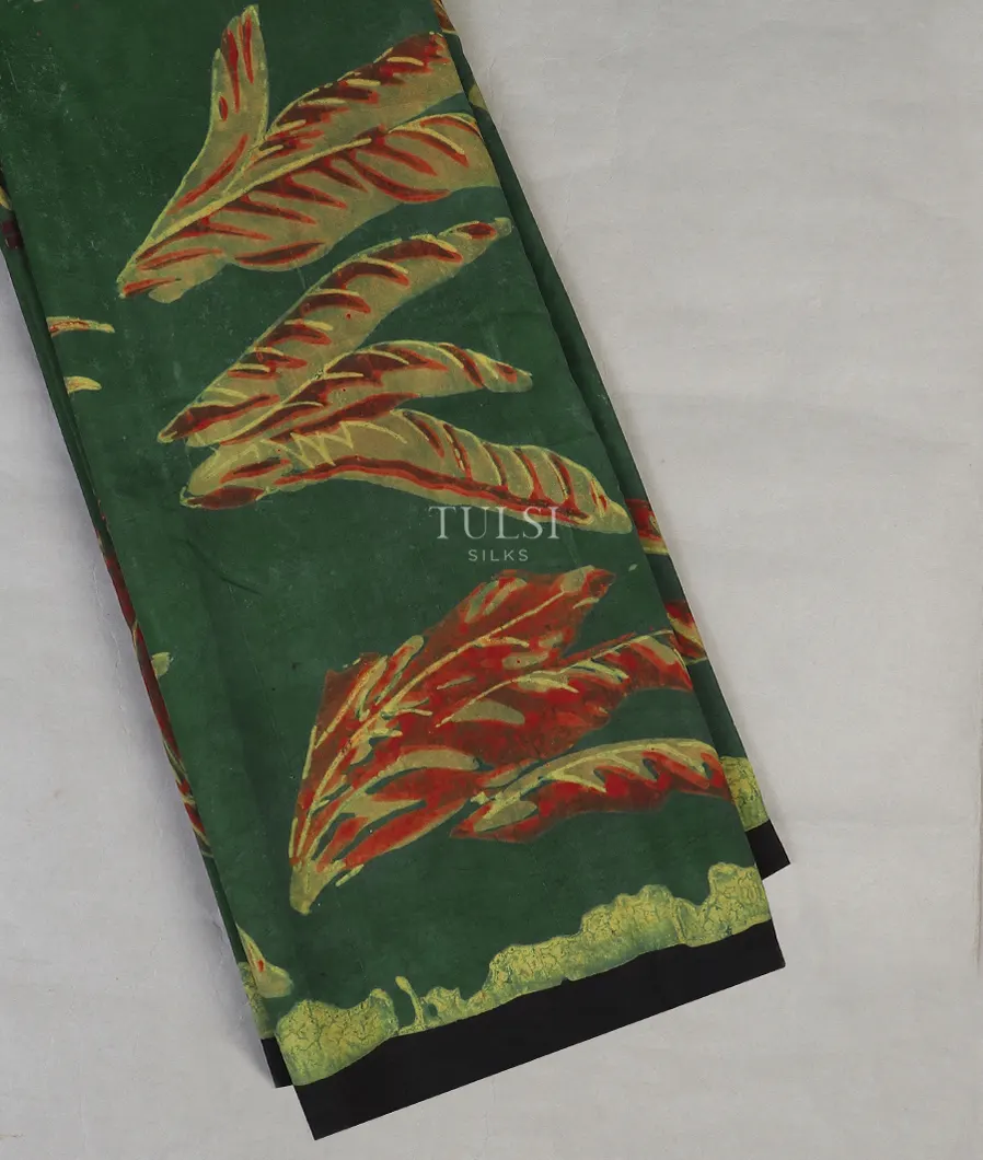 Green Ajrakh Silk Saree T598088-image