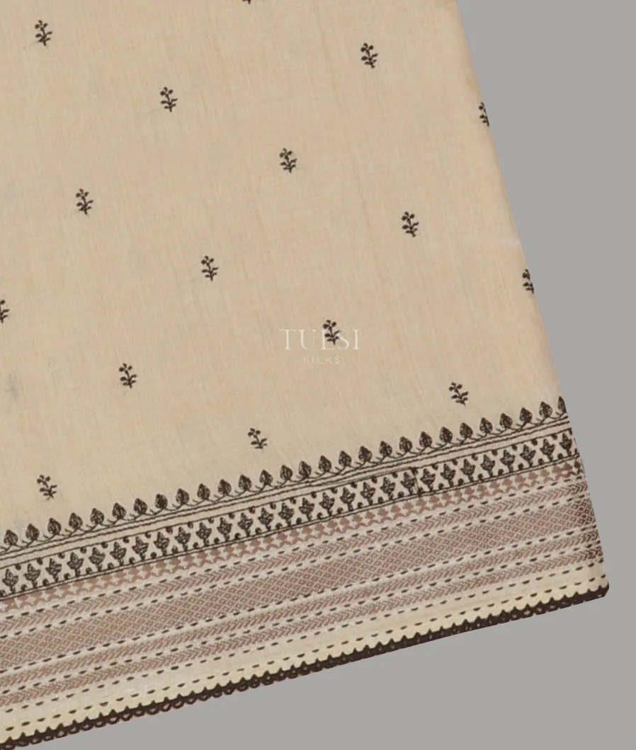 Beige Tissue Tussar Embroidery Saree T607089-image