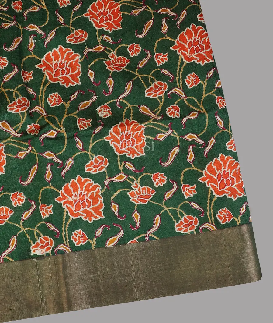 Green Tussar Printed Saree T597508-image