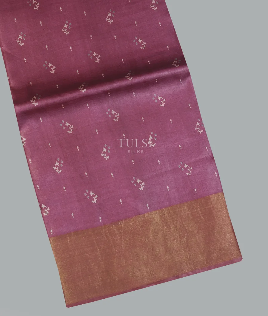 Purple Tussar Printed Saree T601043-image