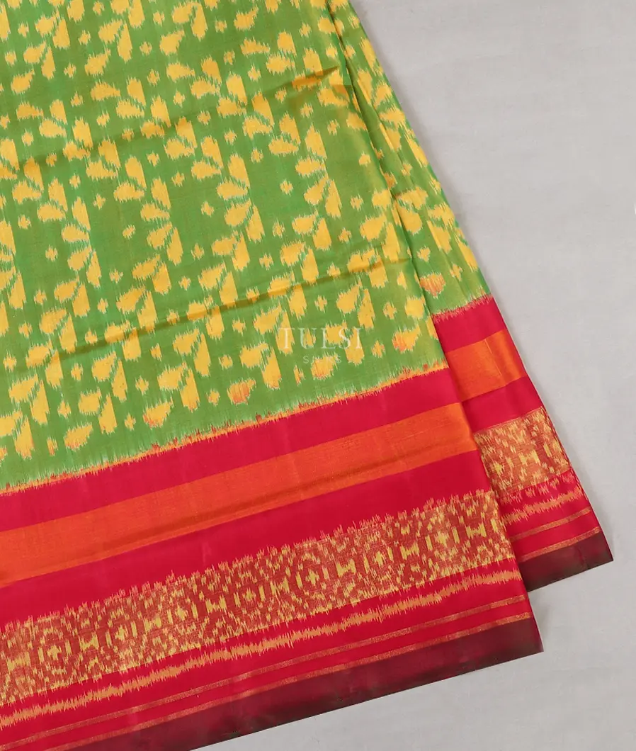 Yellowish Green Patola Silk Saree T455781-1-image