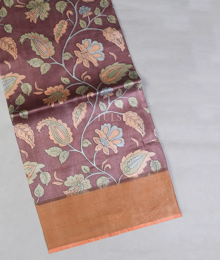 Dusty Pink Tussar Printed Saree T589503-image