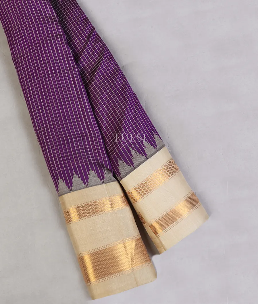 Purple Gadwal Silk Saree T596750-image