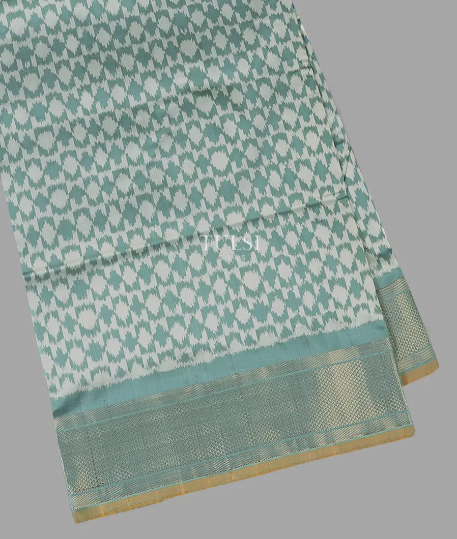Greyish Blue Ikat Silk Saree T577012-image
