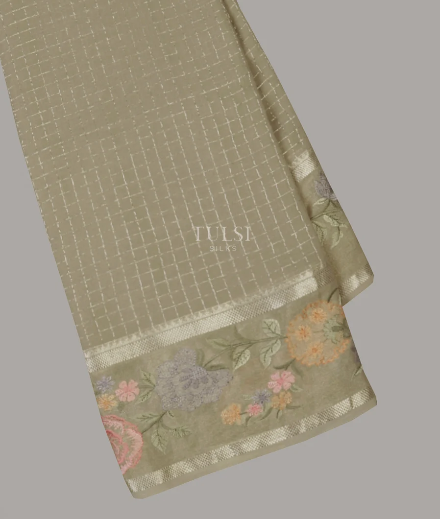 Khaki Grey Georgette Silk Saree T557651-image