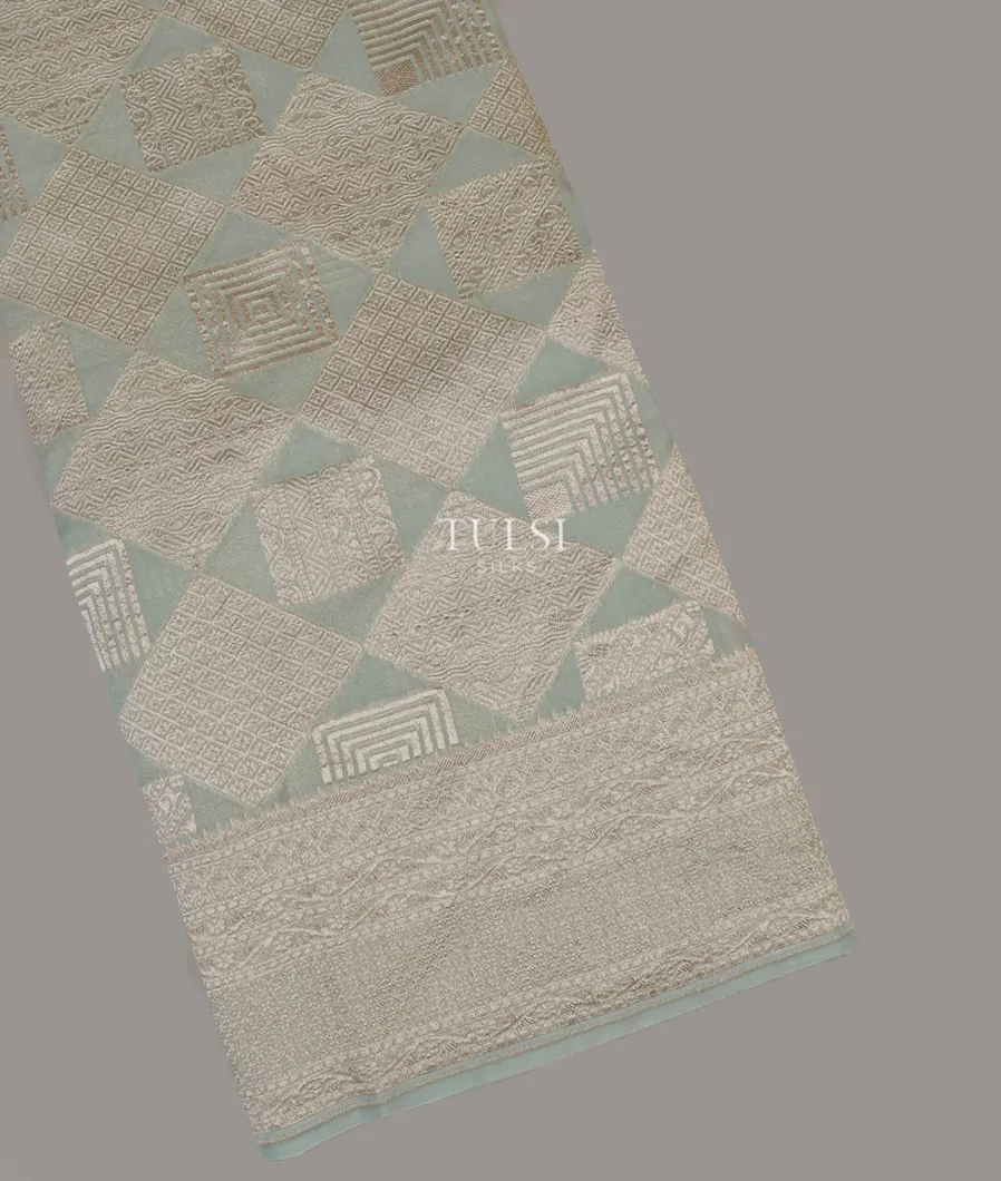 Light Greyish Green Banaras Georgette Silk Saree T595826-image