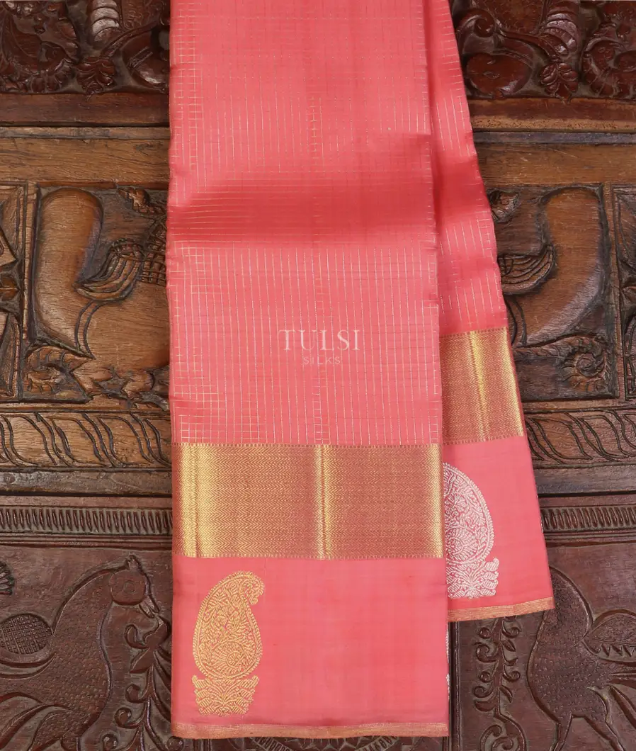 Peachish Pink Kanjivaram Silk Saree T602552-image