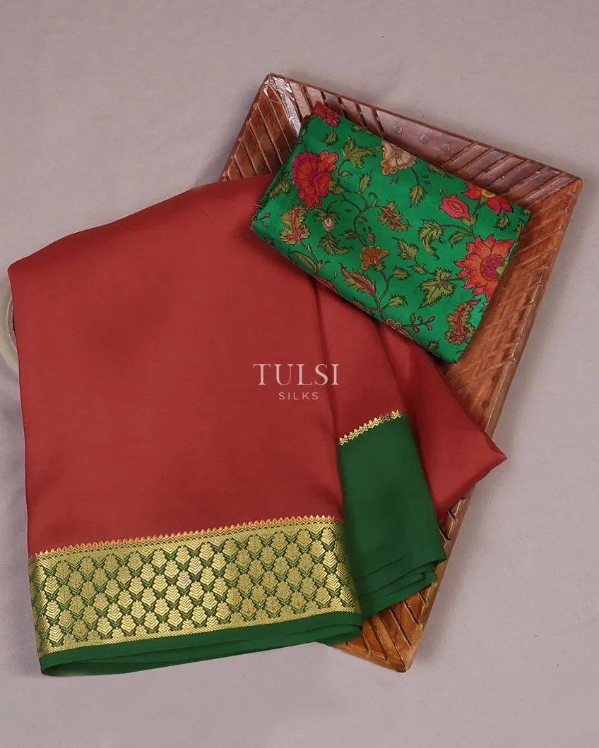 Red Mysore Silk Saree T590312-image