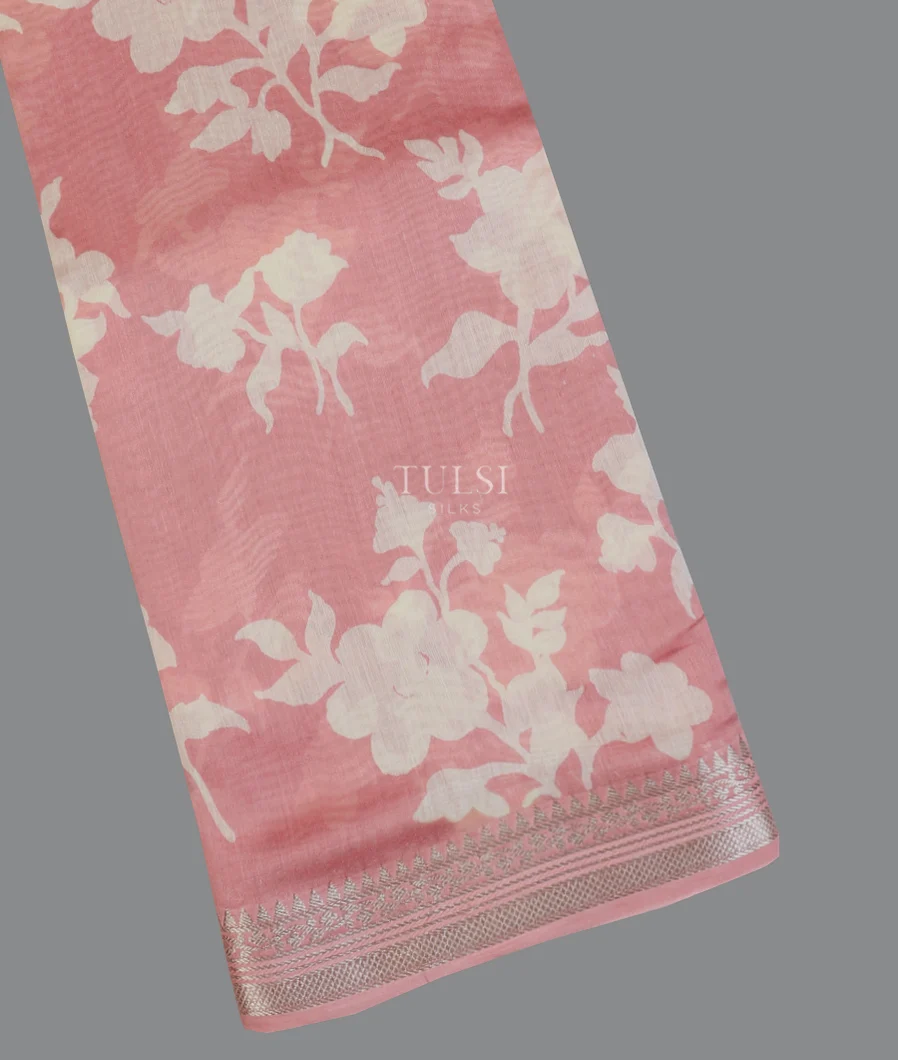 Pink Soft Printed Cotton Saree T607829-image