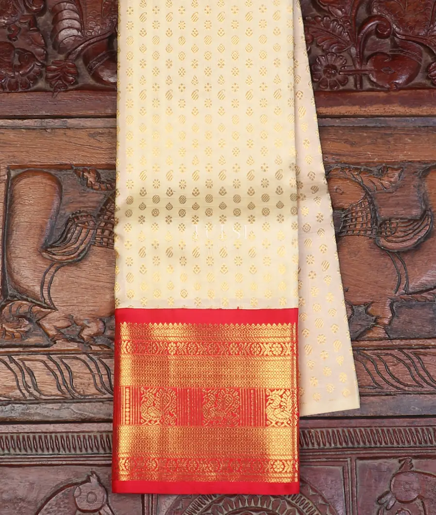 Cream Kanjivaram Silk Kids Pavadai T563742-1-image