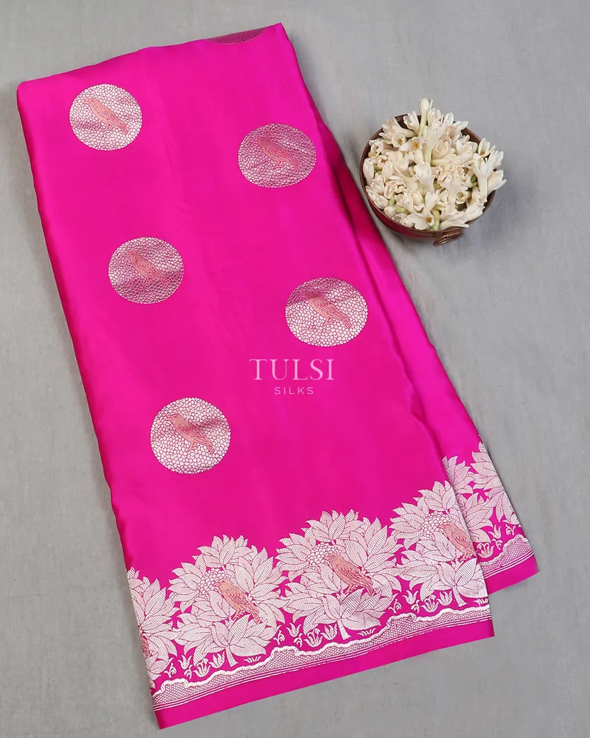Rani Pink Banaras Mashru Silk Saree T607454-image