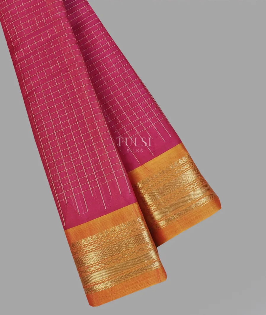 Magenta Gadwal Cotton Saree T577303-image
