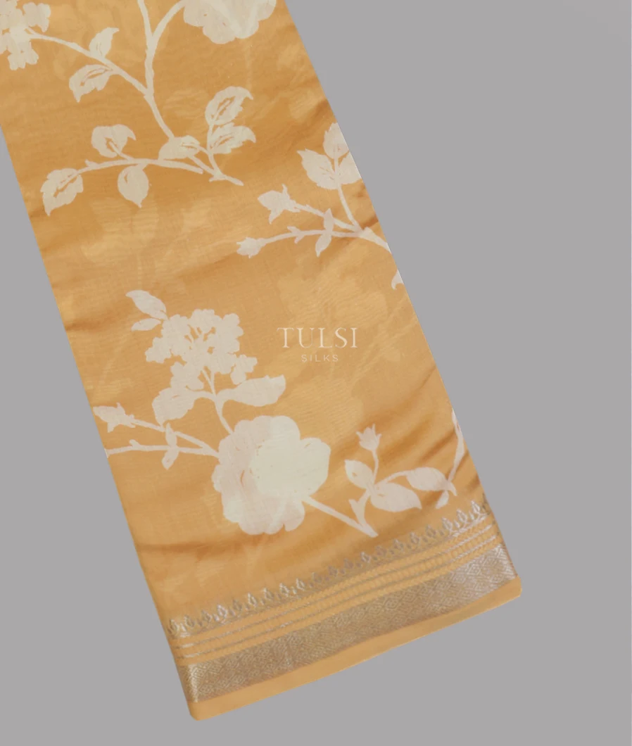 Yellow Soft Printed Cotton Saree T607813-image