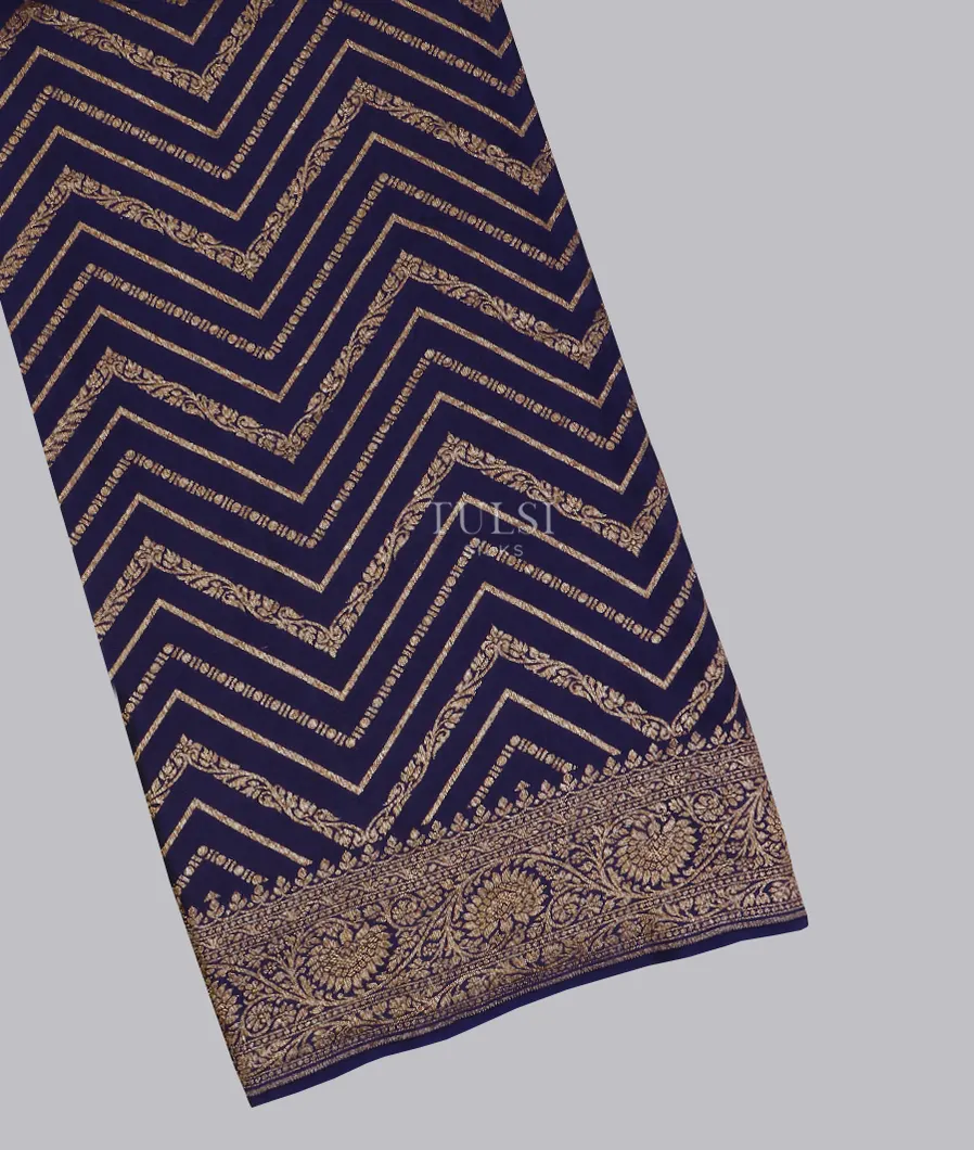 Blue Banaras Crepe Silk Saree T601948-image