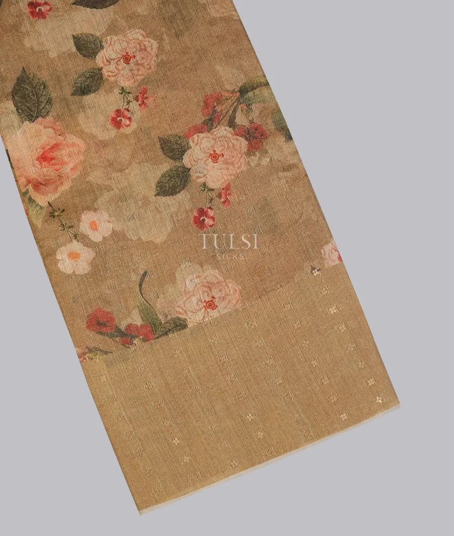 Beige Tissue Tussar Printed Saree T541904-image