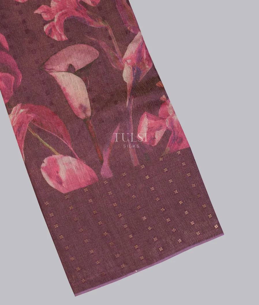 Purple Tissue Tussar Printed Saree T608559-image