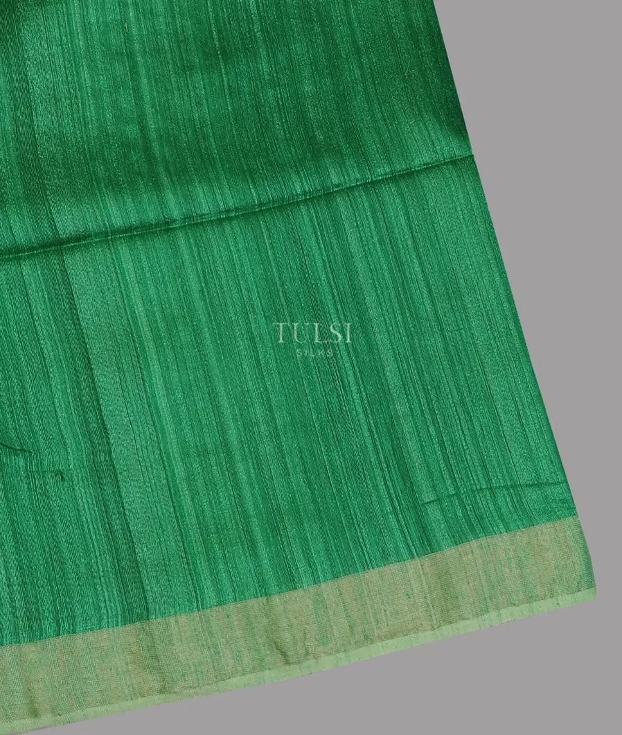 Green Handwoven Tussar Saree T608957-image