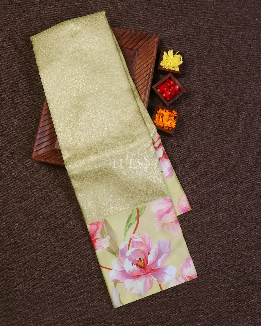 Light Green Printed Kanjivaram Silk Saree T608241-image