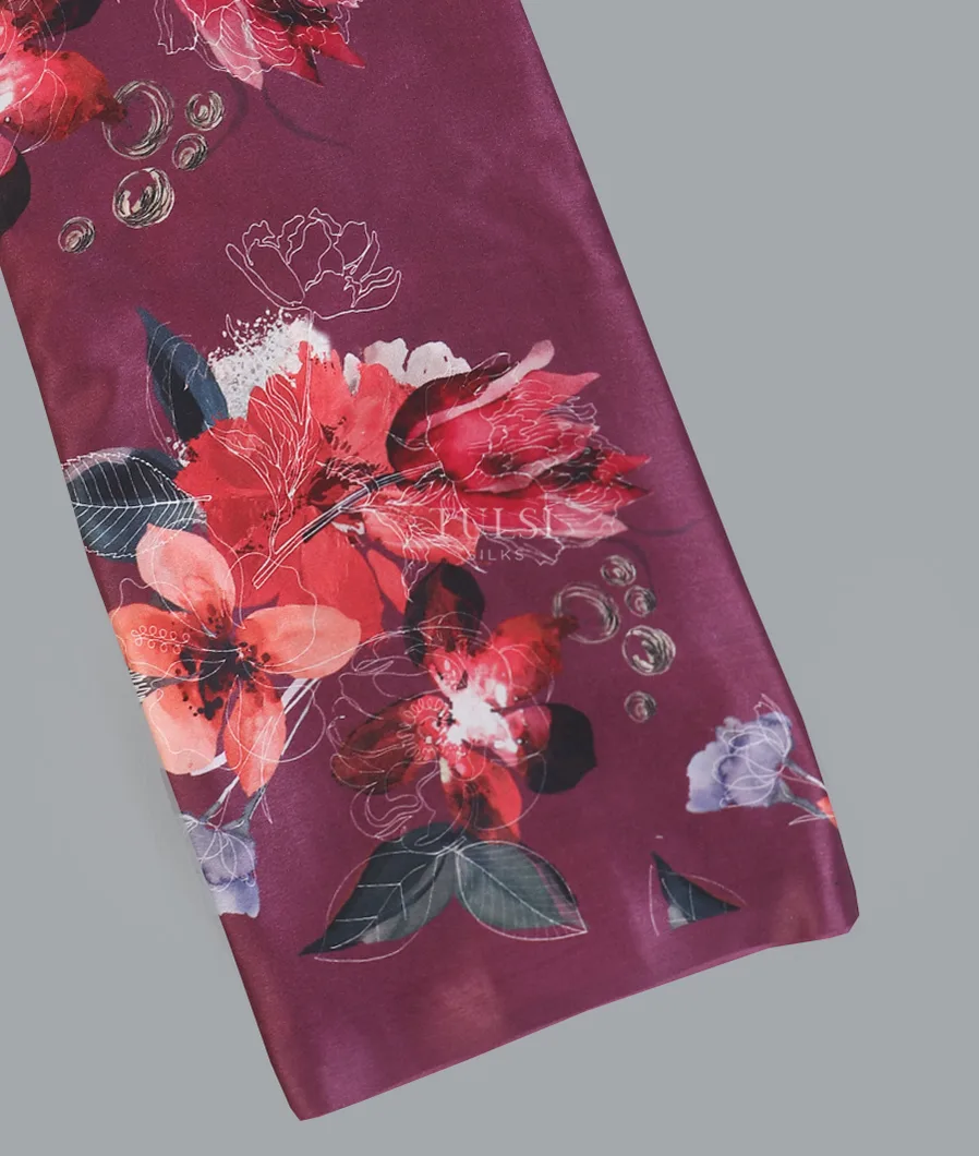 Purple Satin Crepe Silk Saree T608438-image