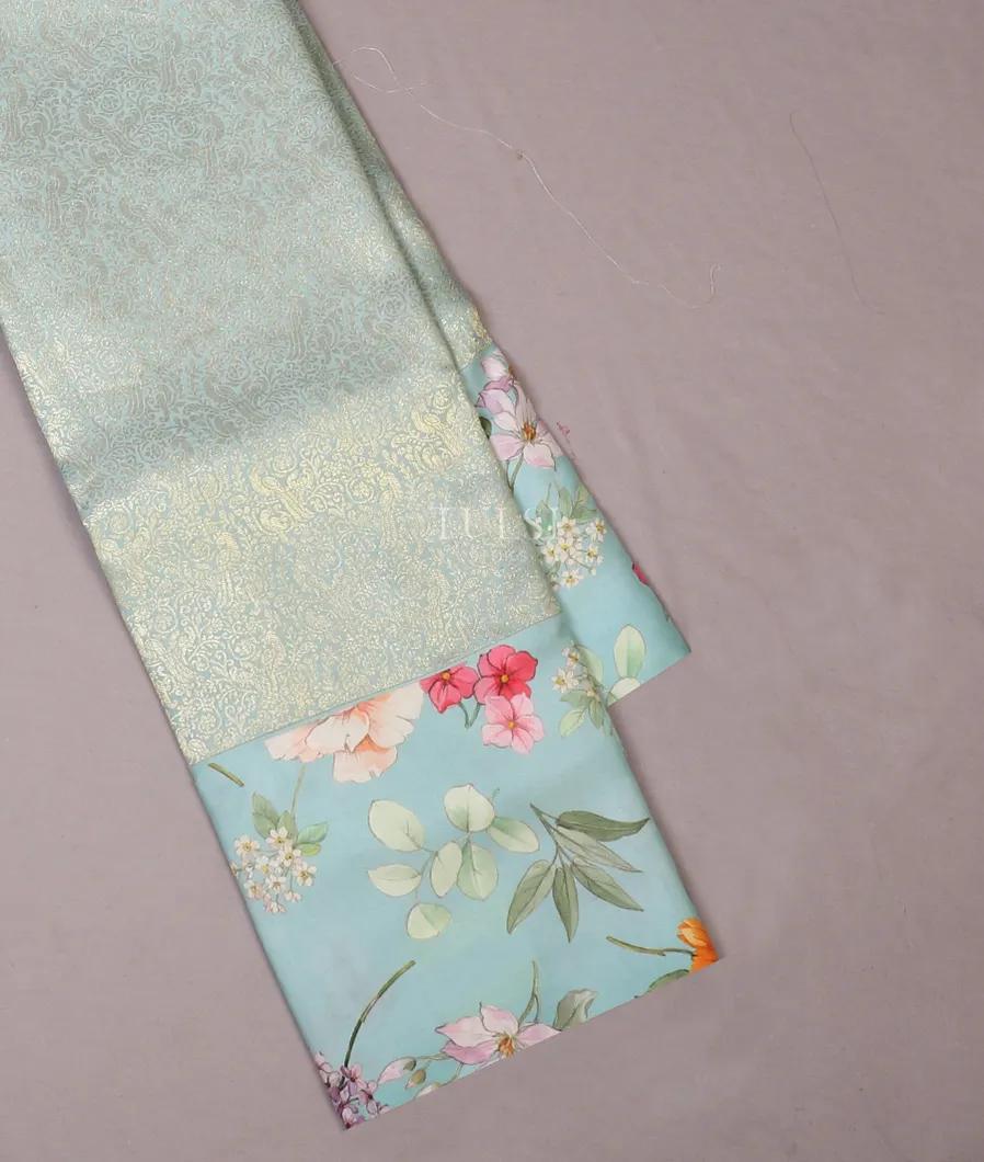 Light Blue Printed Kanjivaram Silk Saree T608230-image