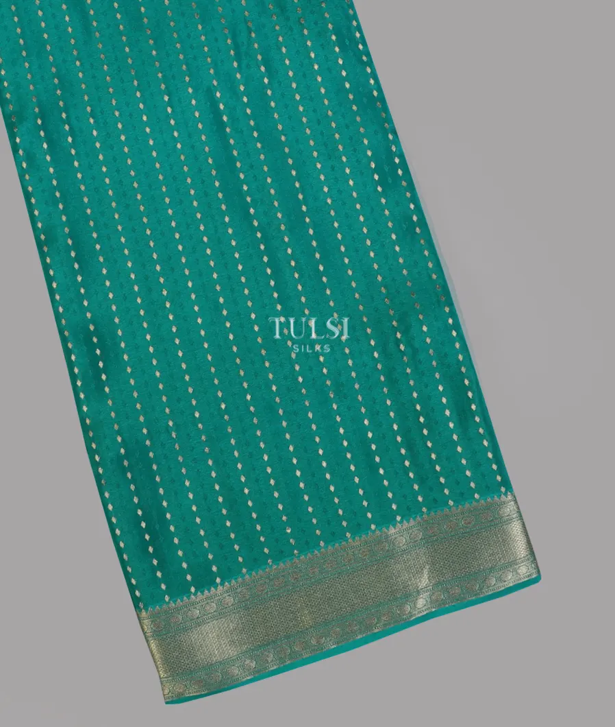 Greenish Blue Mysore Crepe Silk Saree T605262-image
