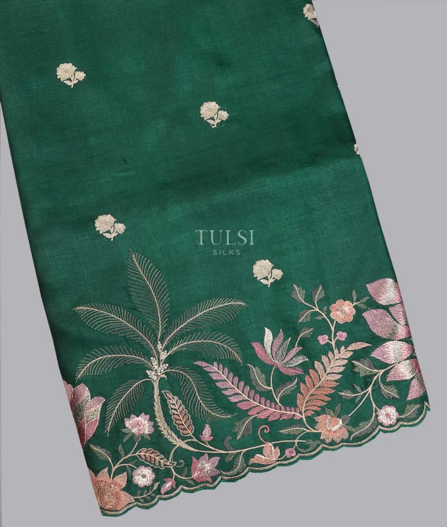 Green Tussar Embroidery Saree T562893-image