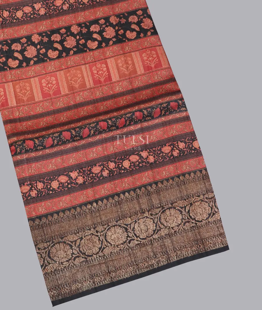 Black Banaras Tussar Georgette Saree T608512-image
