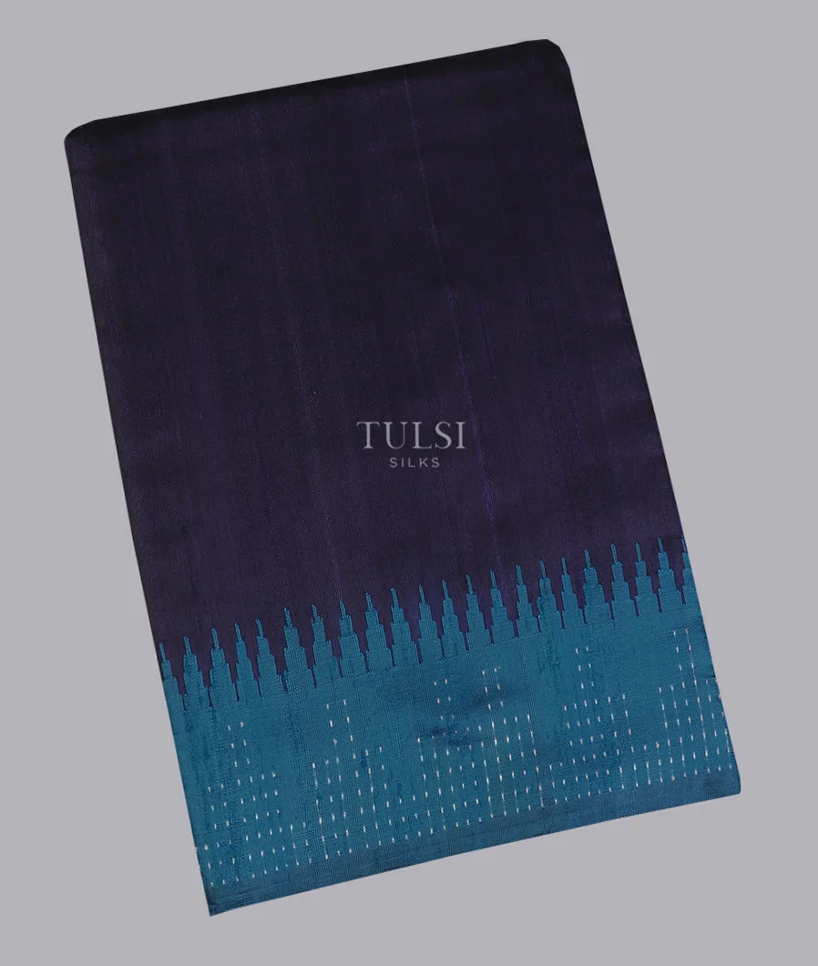 Midnight Blue Woven Tussar Saree T608634-image
