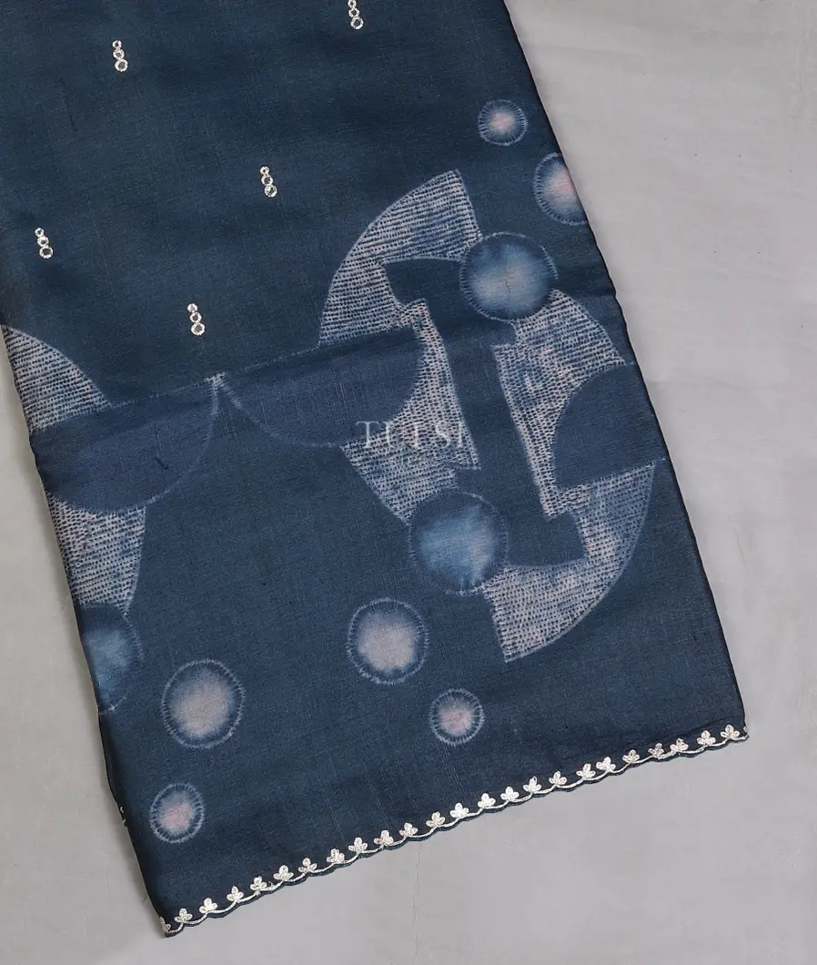 Blue Tussar Printed Saree T593986-image