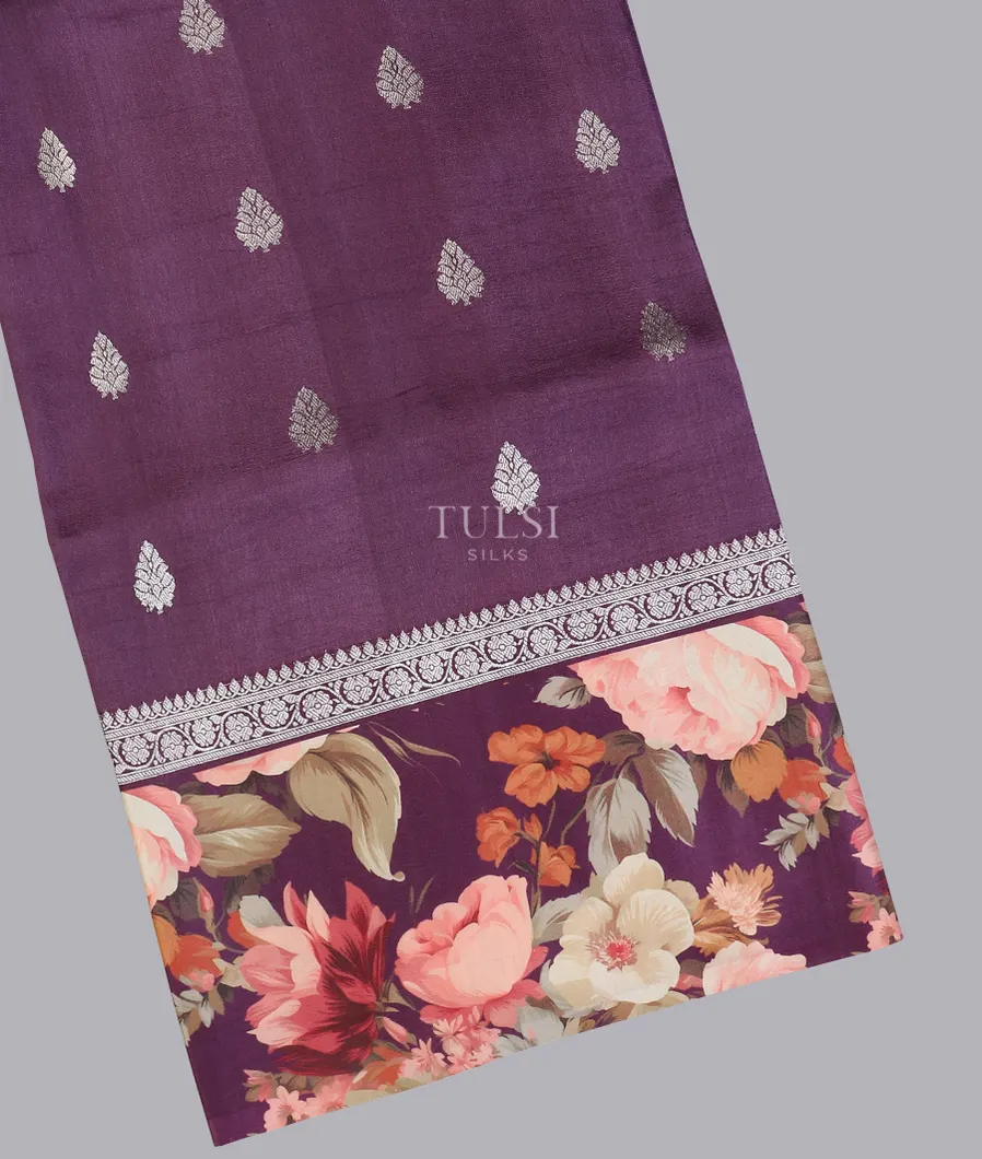 Purple Banaras Kathan Silk Saree T589656-image